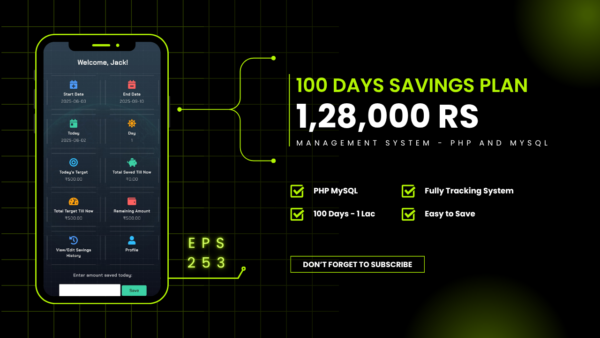1,28,000 Rs within 100 Days Savings Plan - PHP MySQL Management System For Sale